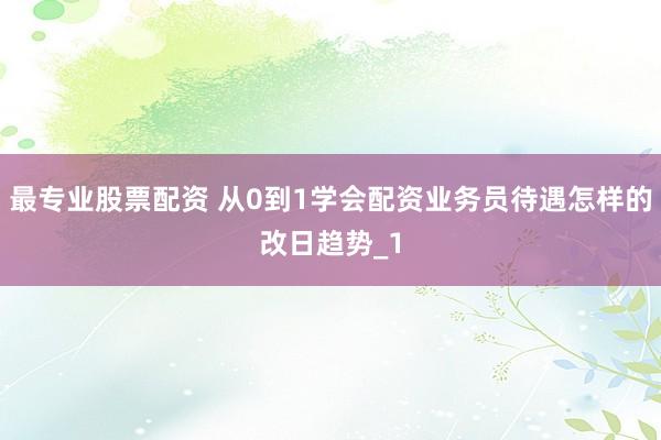 最专业股票配资 从0到1学会配资业务员待遇怎样的改日趋势_1