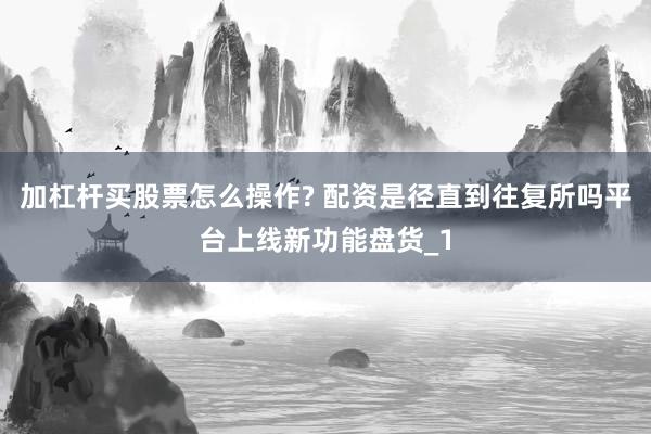 加杠杆买股票怎么操作? 配资是径直到往复所吗平台上线新功能盘货_1